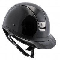 Samshield Riding Helmet Miss Shield Shadow Glossy,Frontal Band Synthetic, Trim + Blason Black Chrome