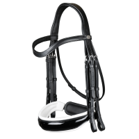 Dyon Double Bridle Patent Large Crank WC with Swedish Noseband and White Lining