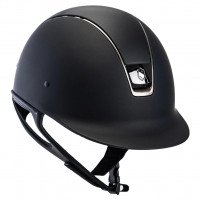 Samshield Riding Helmet Classic SM, Trim Titanium, Blazon Black Chrome, with Dressage Chin Strap