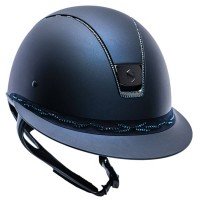 Samshield Riding Helmet Miss Shield SM, FB Flower Sw, Trim+Blazon black chrome, Full Sw metallic blu
