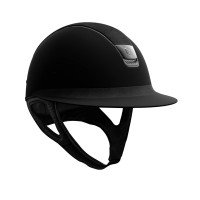 Samshield Riding Helmet Miss Shield, Top+FB Alcantara, Trim + Blazon Black Chrome, Full Jet Hematite